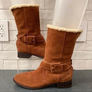 Talbots 8 chestnut suede wool lined boots